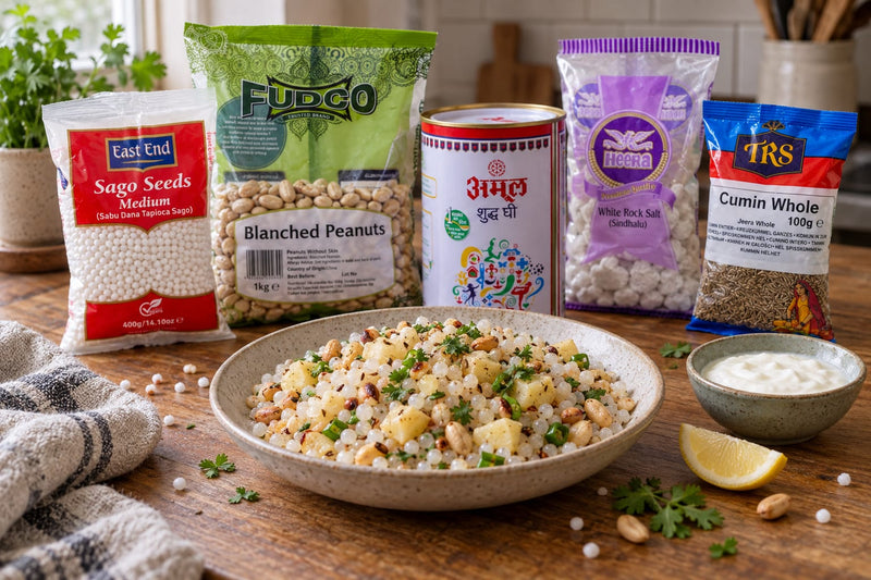 Sabudana khichdi, cooked and plated