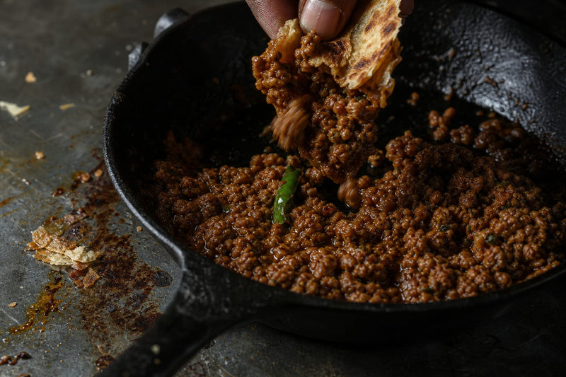 Soya keema with paratha, cooked and plated