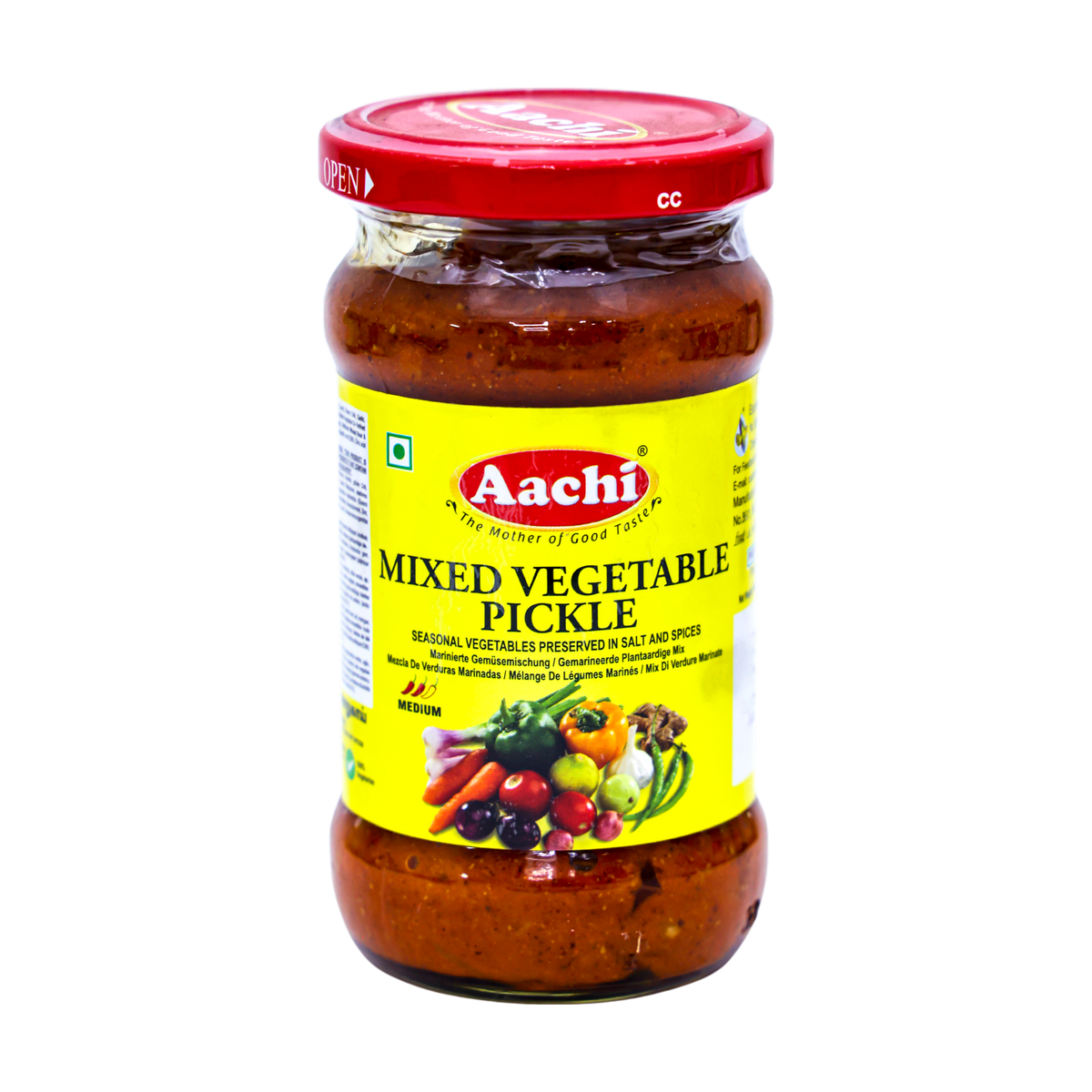 Aachi Mixed Vegetable Pickle 300g, front of pack