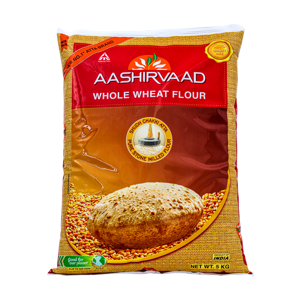 Aashirvaad Whole Wheat Flour 5kg, front of pack