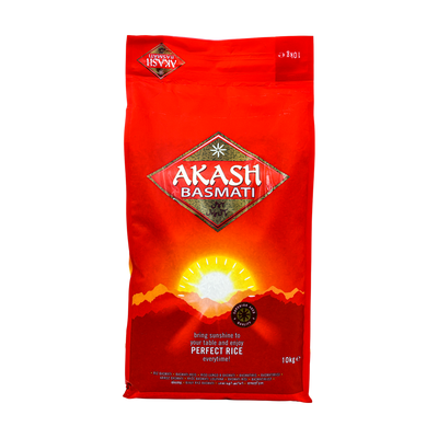 Akash Basmati Rice 10kg, front of pack