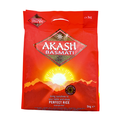 Akash Basmati Rice 5kg, front of pack