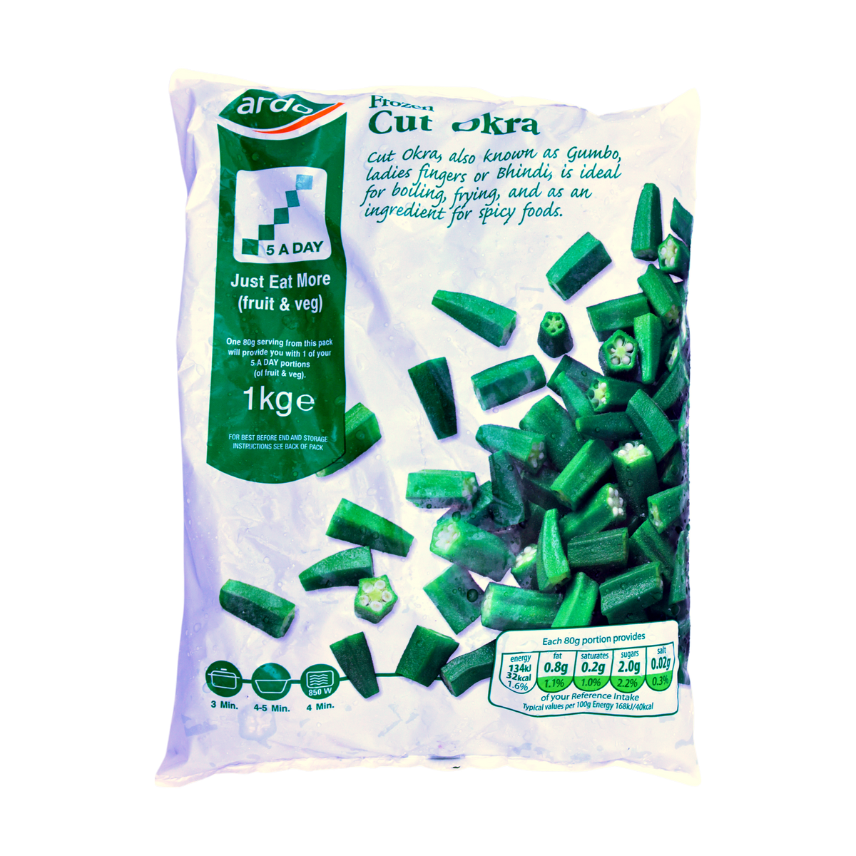 Ardo Cut Okra 1kg, front of pack