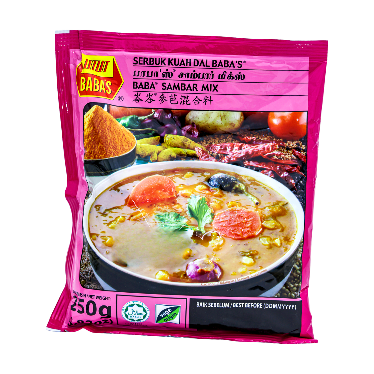 Baba's Sambar Mix 250g, front of pack
