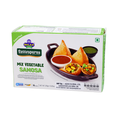 Balaji Sattvapurna Mix Vegetable Samosa 6 Pieces 370g, front of pack