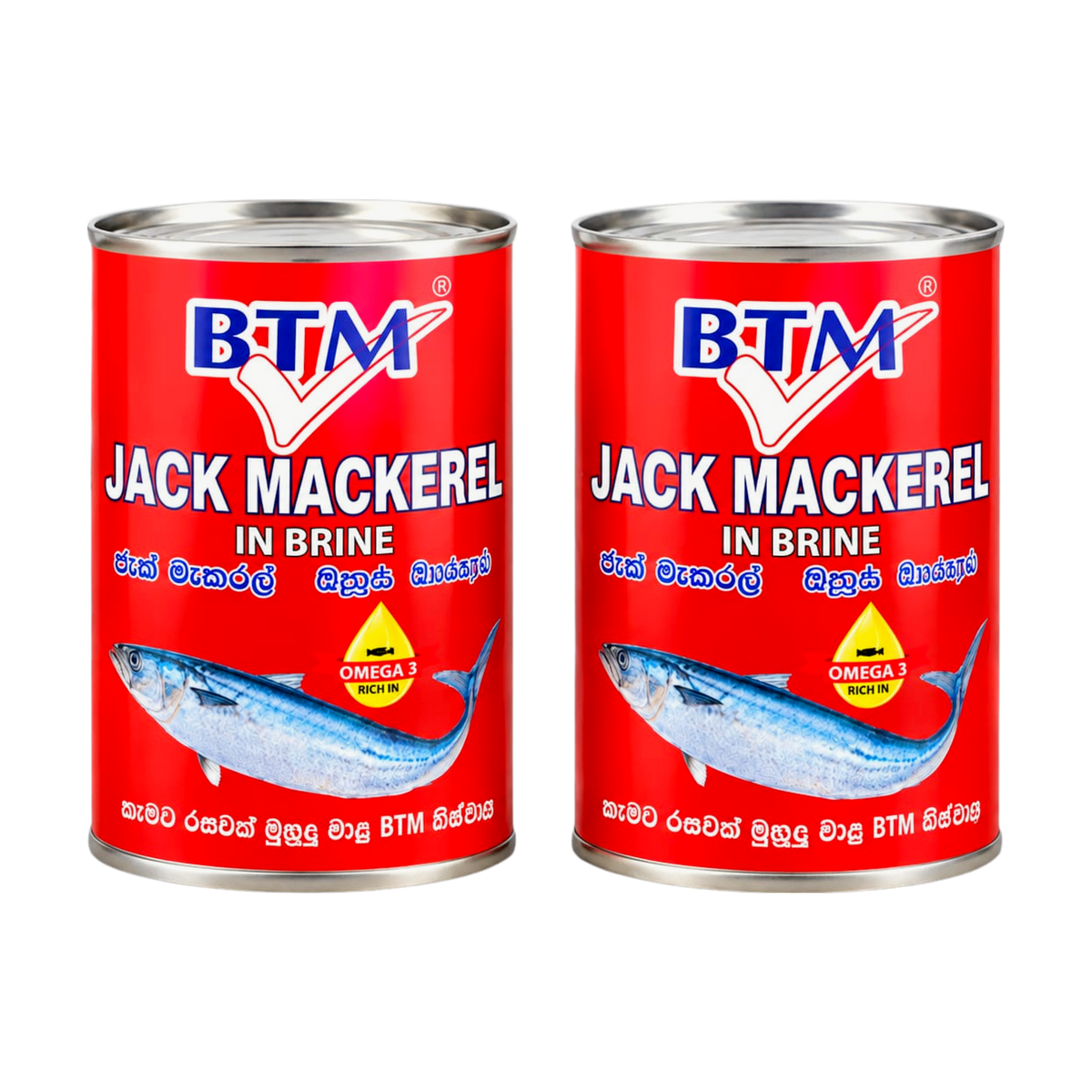 BTM Jack Mackerel in Brine 425g (Pack of 2), front of pack