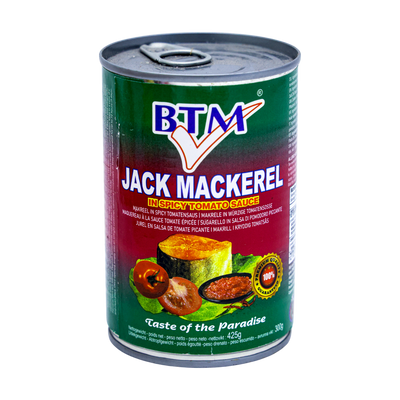 BTM Jack Mackerel In Spicy Tomato Sauce 425g, front of pack