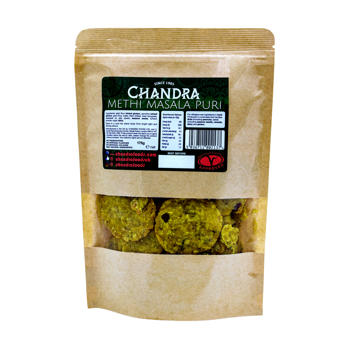 Chandra Methi Masala Puri 175g, front of pack