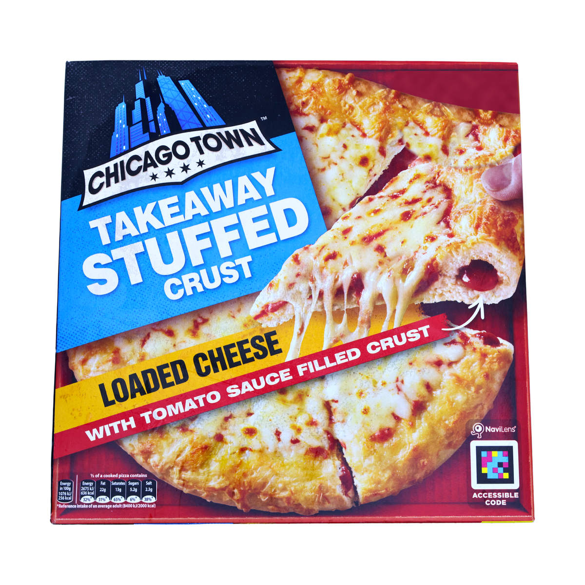 Chicago Town Takeaway Stuffed Crust Loaded Cheese Pizza 480g, front of pack