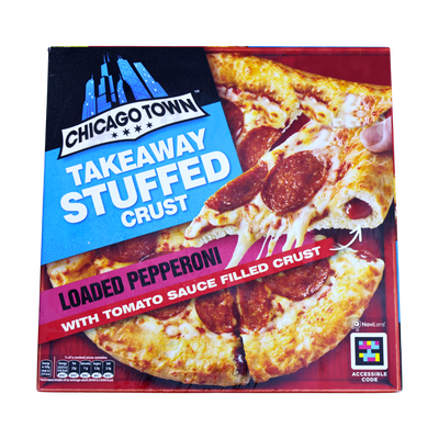 Chicago Town Takeaway Stuffed Crust Loaded Pepperoni Pizza 490g, front of pack