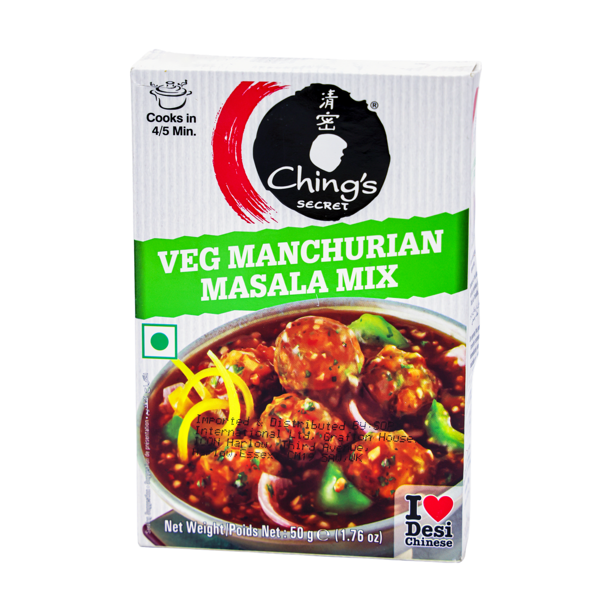 Ching's Secret Veg Manchurian Masala Mix 50g, front of pack