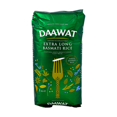 Daawat Extra Long Basmati Rice 1kg, front of pack