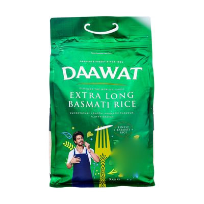 Daawat Extra Long Basmati Rice 5kg, front of pack