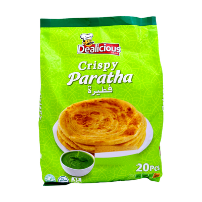 Dealicious Mealz Crispy Paratha 20 Pieces 1.2kg, front of pack