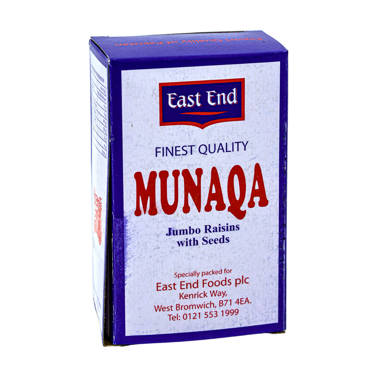 East End Munaqa Jumbo Raisins, front of pack