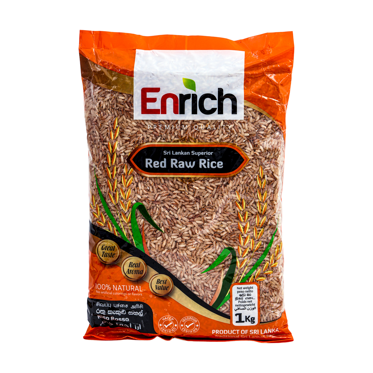 Enrich Red Raw Rice 1kg, front of pack