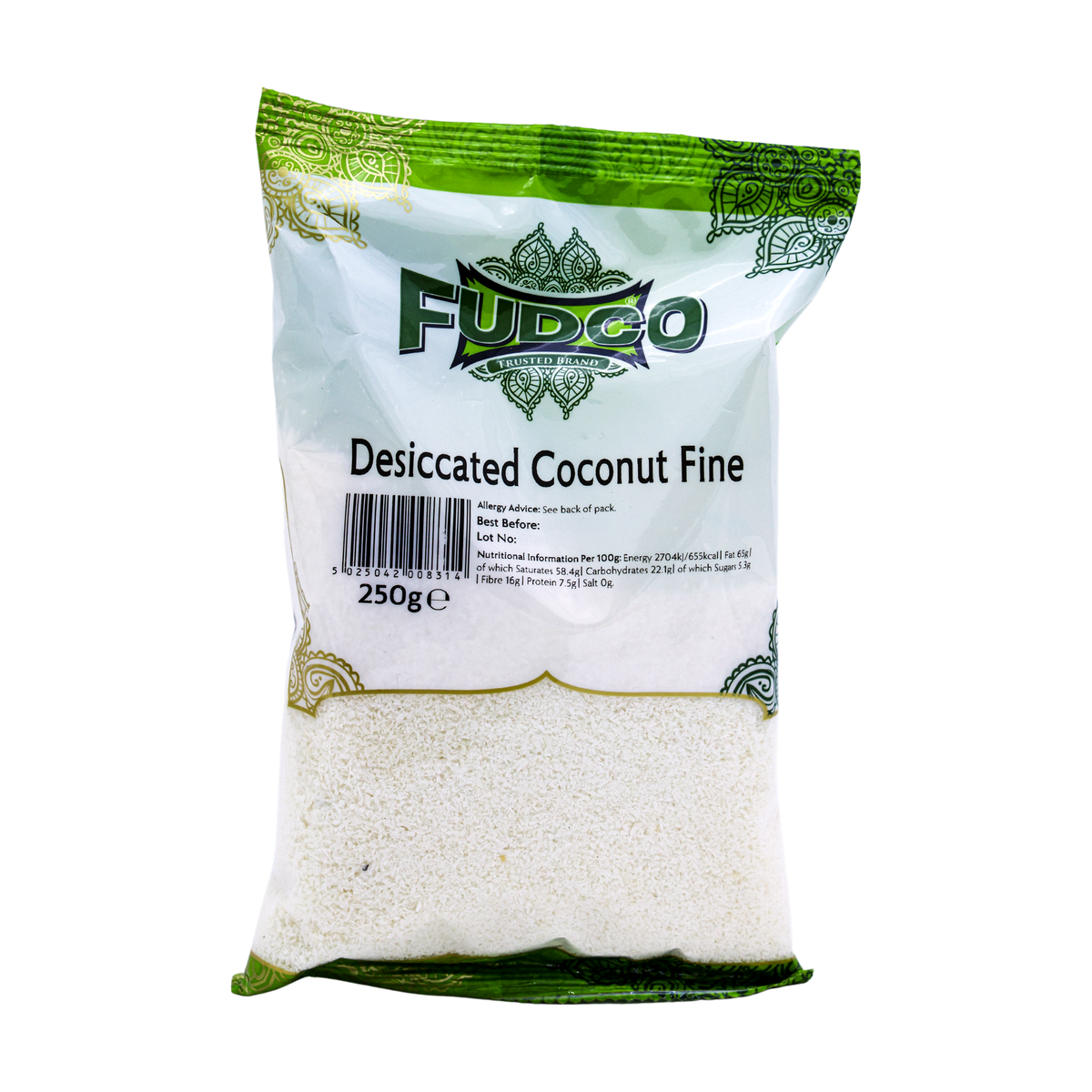 Fudco Desiccated Coconut Fine 250g, front of pack