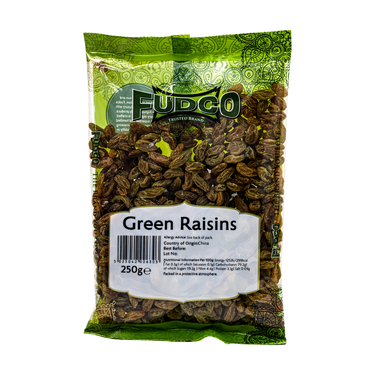 Fudco Green Raisins 250g, front of pack