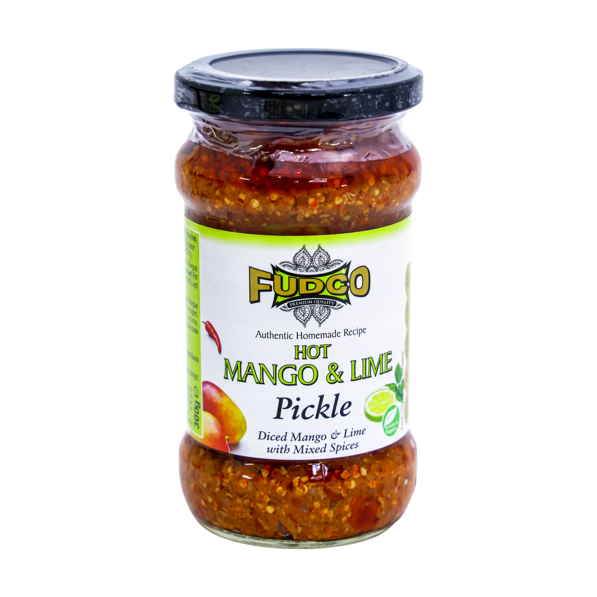 Fudco Hot Mango & Lime Pickle 300g, front of pack