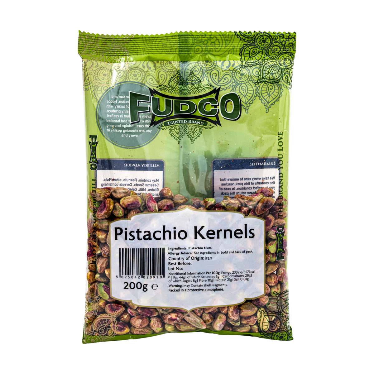 Fudco Pistachio Kernels 200g, front of pack