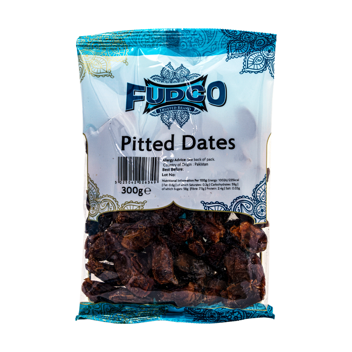 Fudco Pitted Dates 300g, front of pack