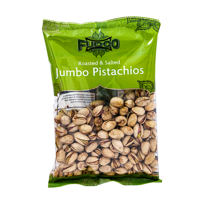 Fudco Roasted Salted Jumbo Pistachios 200g, front of pack