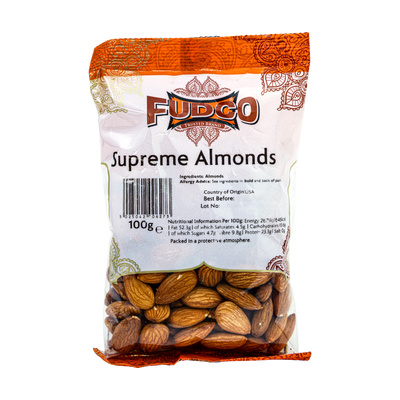 Fudco Supreme Almonds 100g, front of pack