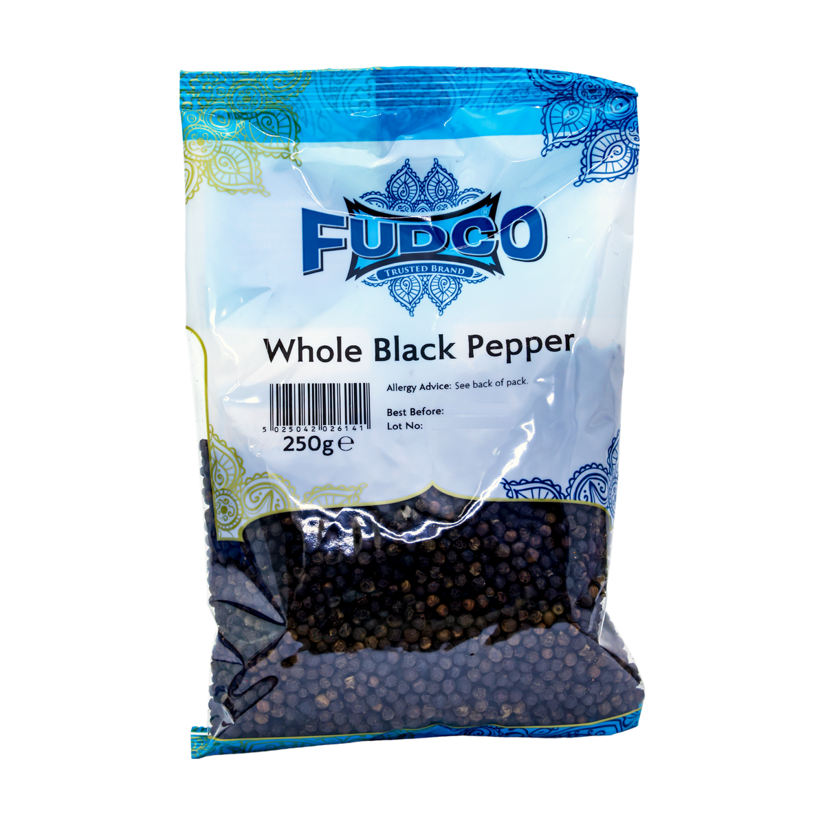 Fudco Whole Black Pepper 250g, front of pack