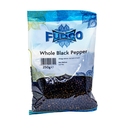 Fudco Whole Black Pepper 250g, front of pack