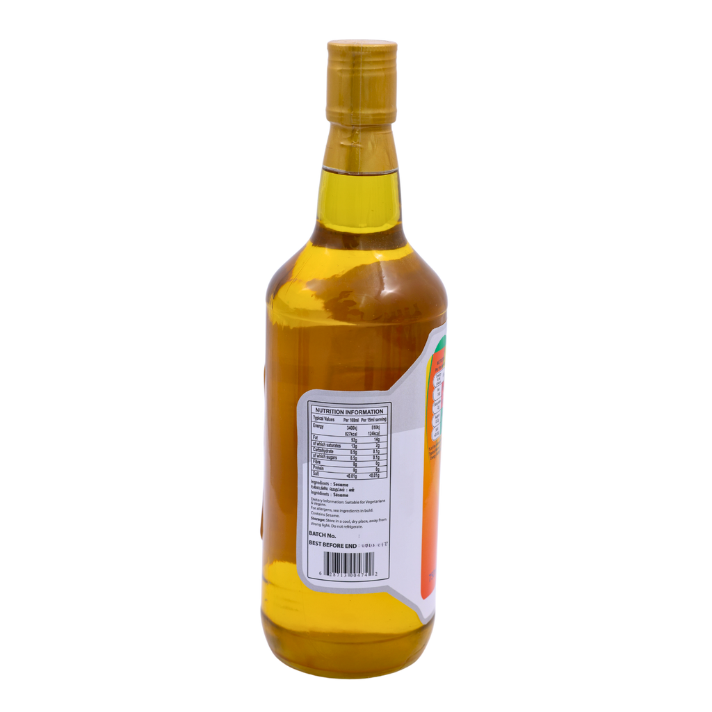Nutrition information panel on the Ganesh Sesame Oil 750ml pack