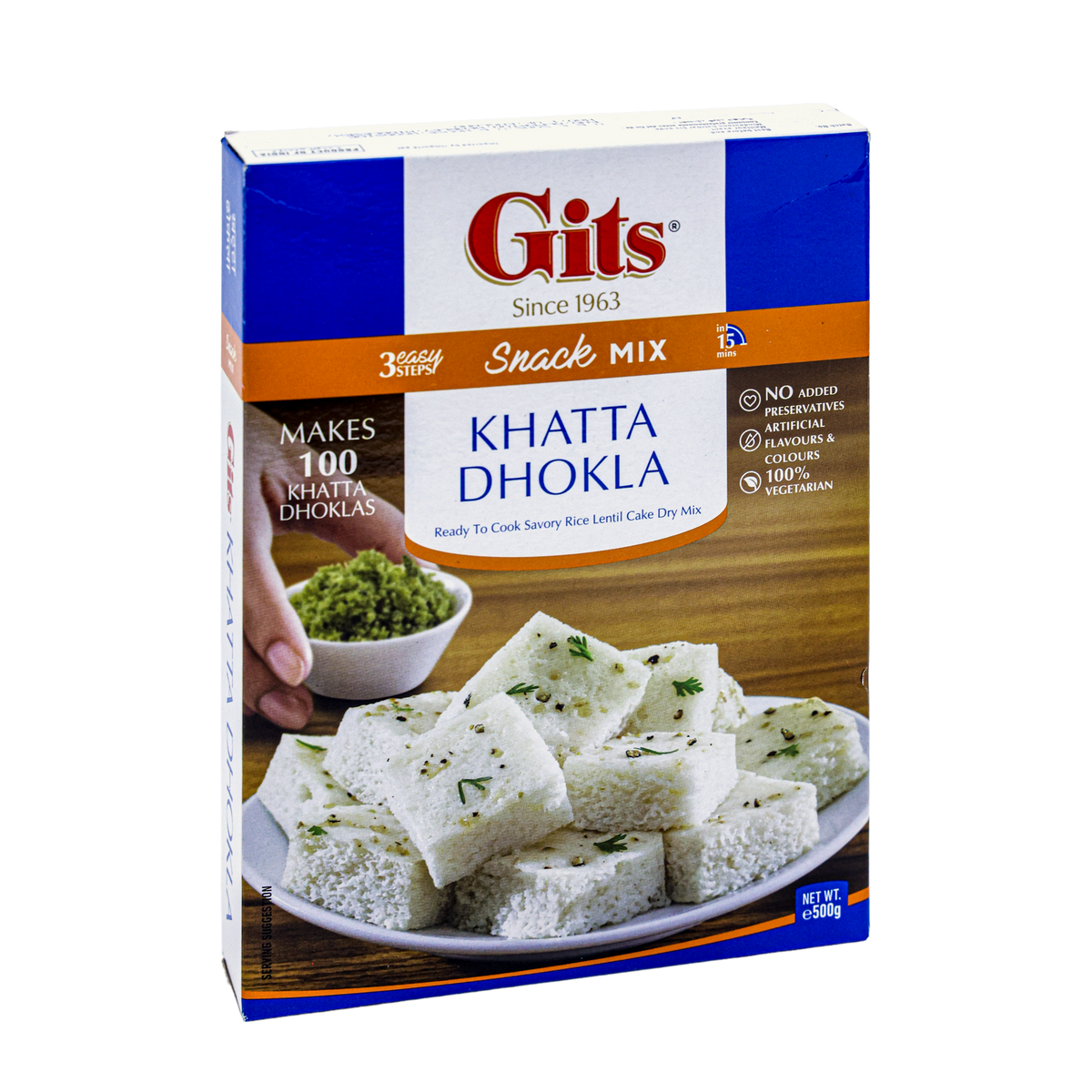 Gits Khatta Dhokla Snack Mix 500g, front of pack