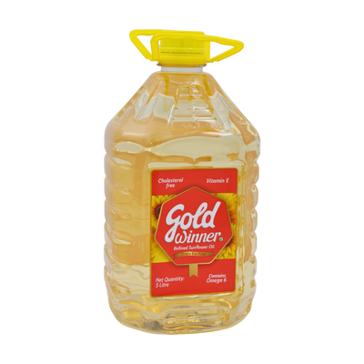 Gold Winner Refined Sunflower Oil 5L, front of pack