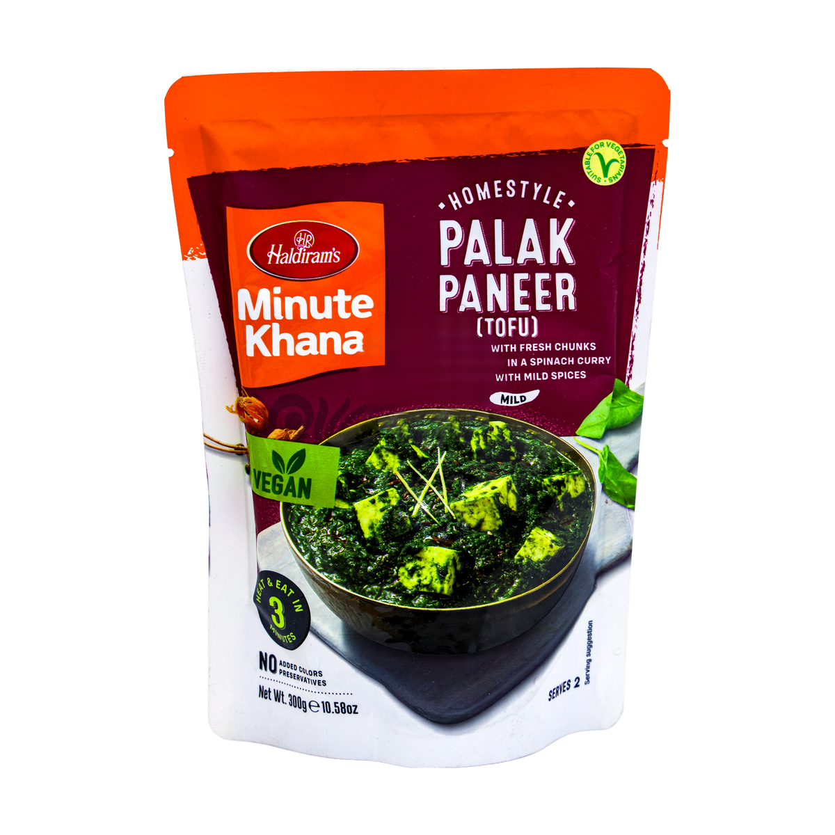 Haldiram's Minute Khana Homestyle Palak Paneer Tofu Pouch 300g, front of pack