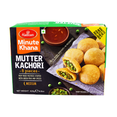 Haldiram's Minute Khana Mutter Kachori 8 Pieces 420g, front of pack