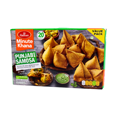 Haldiram's Minute Khana Punjabi Samosa 20 Pieces 1.4kg, front of pack