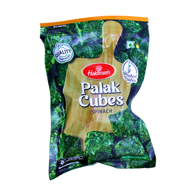 Haldiram's Palak Cubes 312g, front of pack