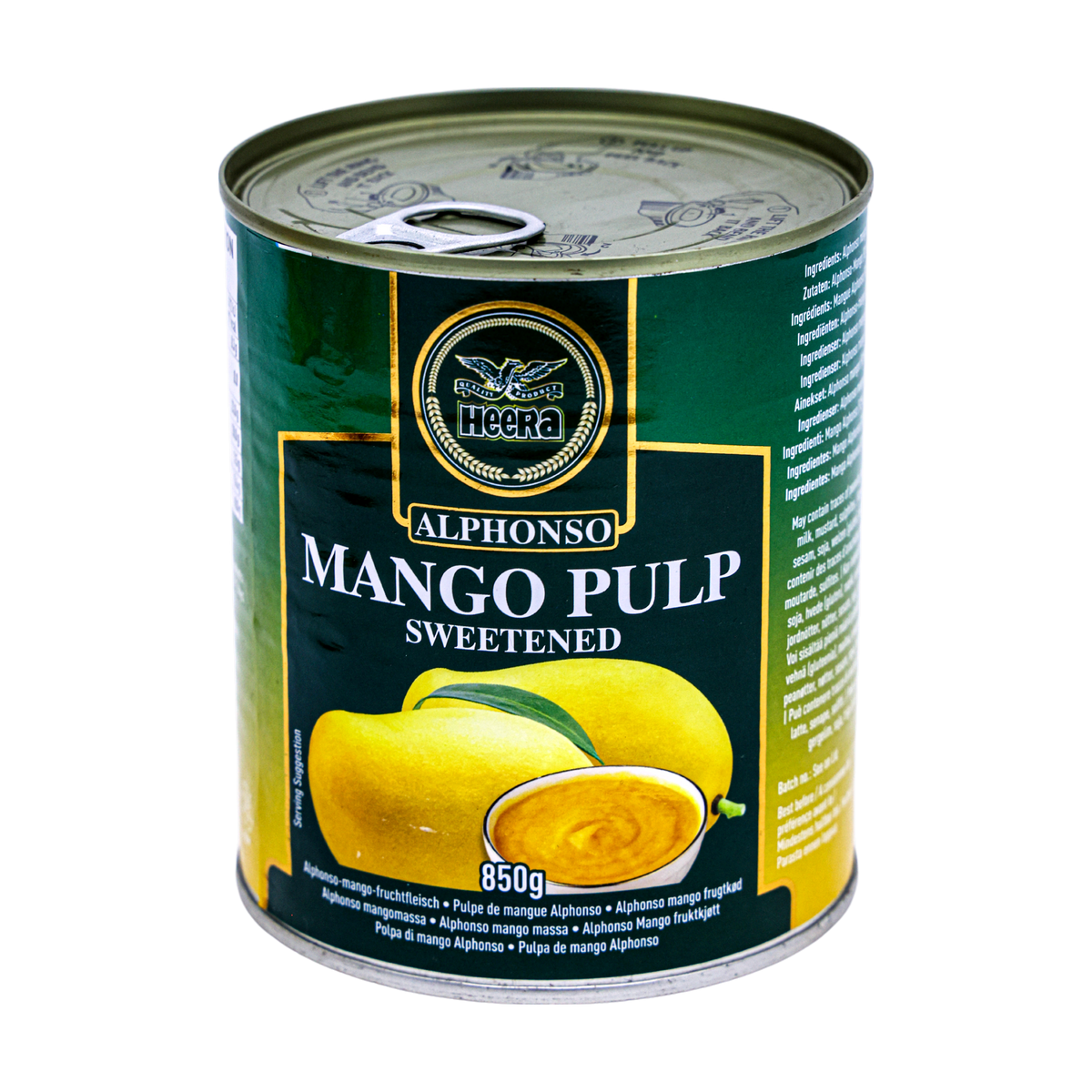 Heera Alphonso Mango Pulp 850g, front of pack