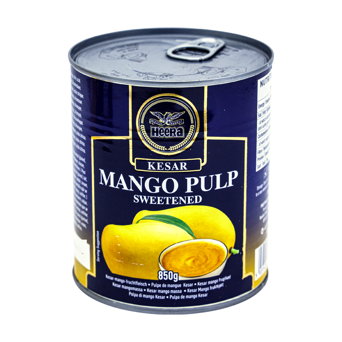 Heera Kesar Mango Pulp 850g, front of pack