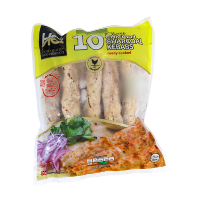 HQ Cheese Chicken Charcoal Kebabs 10 Pieces 400g, front of pack