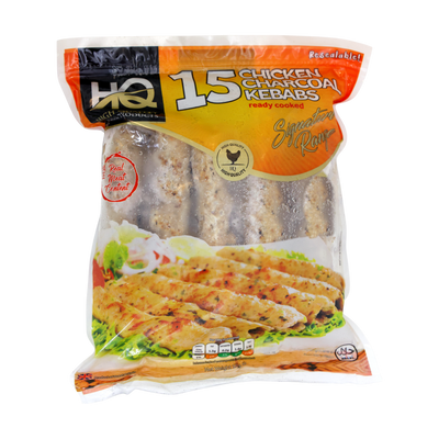 HQ Chicken Charcoal Kebabs Signature Range 15 Pieces 1kg, front of pack