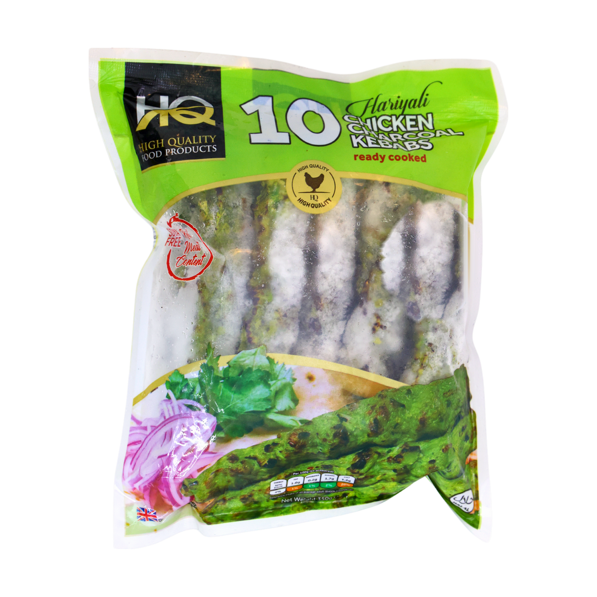 HQ Hariyali Chicken Charcoal Kebabs 10 Pieces 350g, front of pack