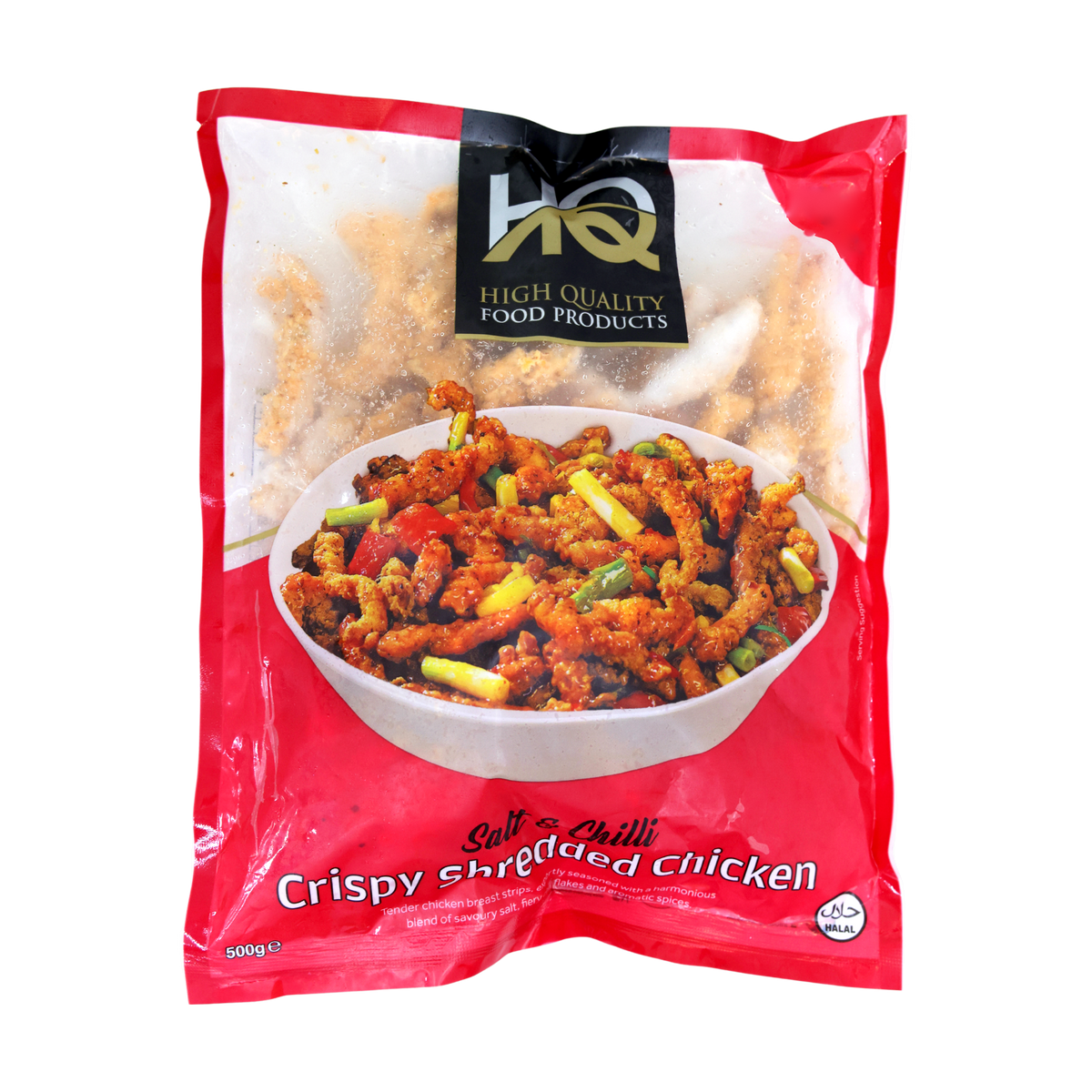 HQ Salt & Chilli Crispy Shredded Chicken 500g, front of pack