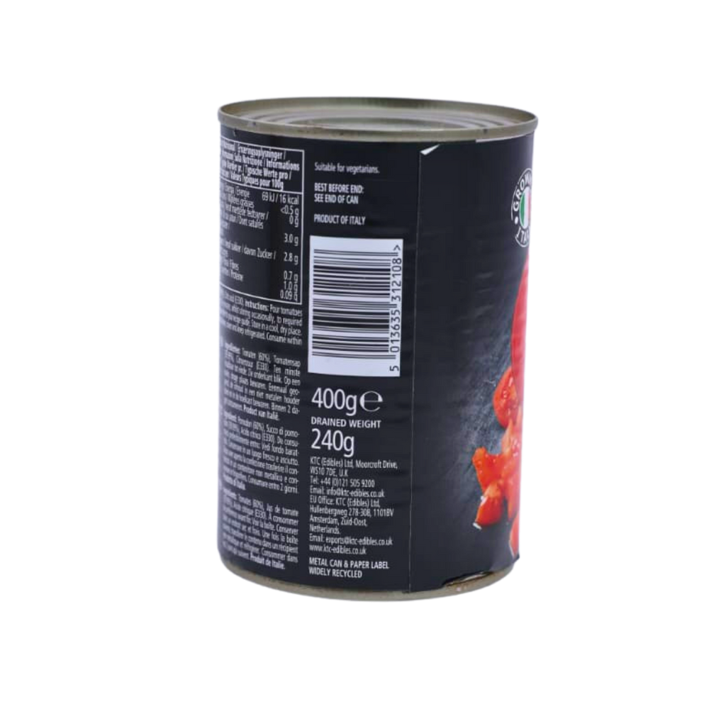 Side of the KTC Chopped Tomatoes 400g pack