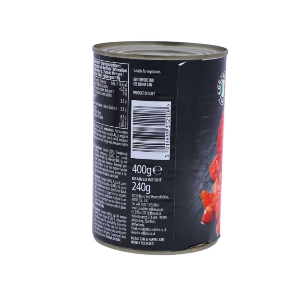 Side of the KTC Chopped Tomatoes 400g pack