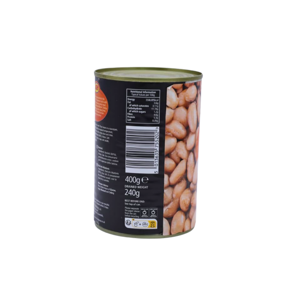Nutrition information panel on the KTC Rosecoco Beans 400g pack