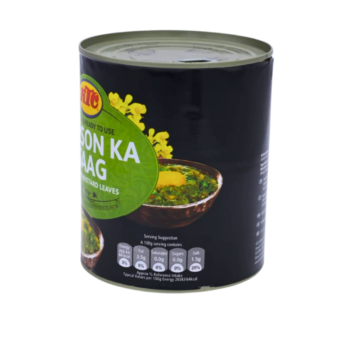 Side of the KTC Sarson Ka Saag 800g pack