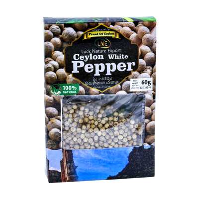 Luck Nature Export Ceylon White Pepper 60g, front of pack