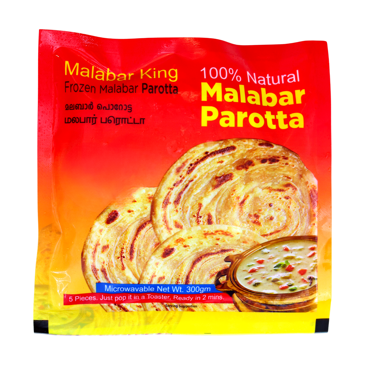 Malabar King Malabar Parotta 5 Pieces 300g, front of pack