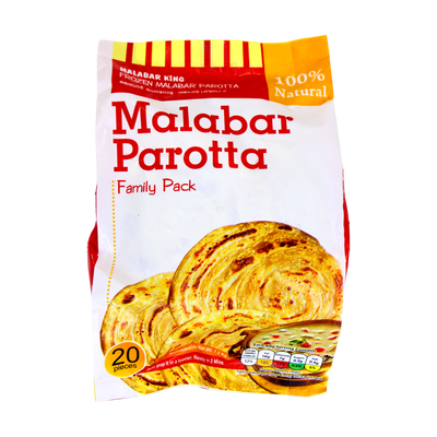 Malabar King Malabar Parotta Family Pack 20 Pieces 1.2kg, front of pack