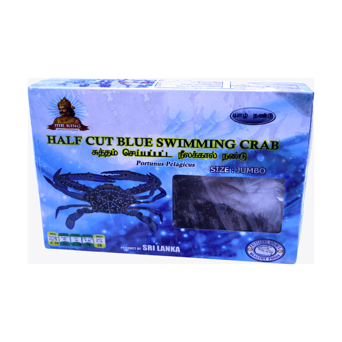 Mr King Half Cut Blue Swimming Crab Jumbo, front of pack